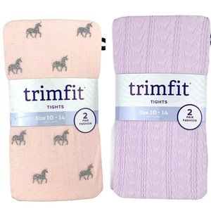 Trimfit Girl's Bundle White & Lilac, Pink & Ivory Fashion Tights Size 10-14